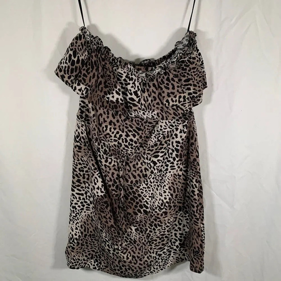 MODA International Mini Dress Women's Medium Brown Cheetah Print Strapless - Picture 1 of 7